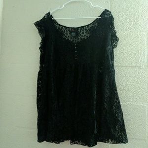 Torrid black lace baby doll top